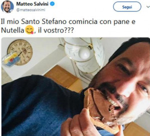 Salvini posta la sua colazione, polemica social