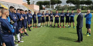 Il Ct Roberto Mancini a Formello in visita nel ritiro degli Azzurrini